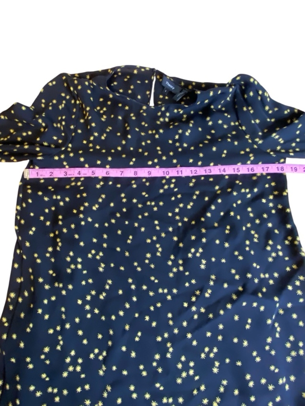 Theory Silk Chiffon Star Print Puff Sleeve Flounce Dress Women’s Size 4 - Picture 11 of 13